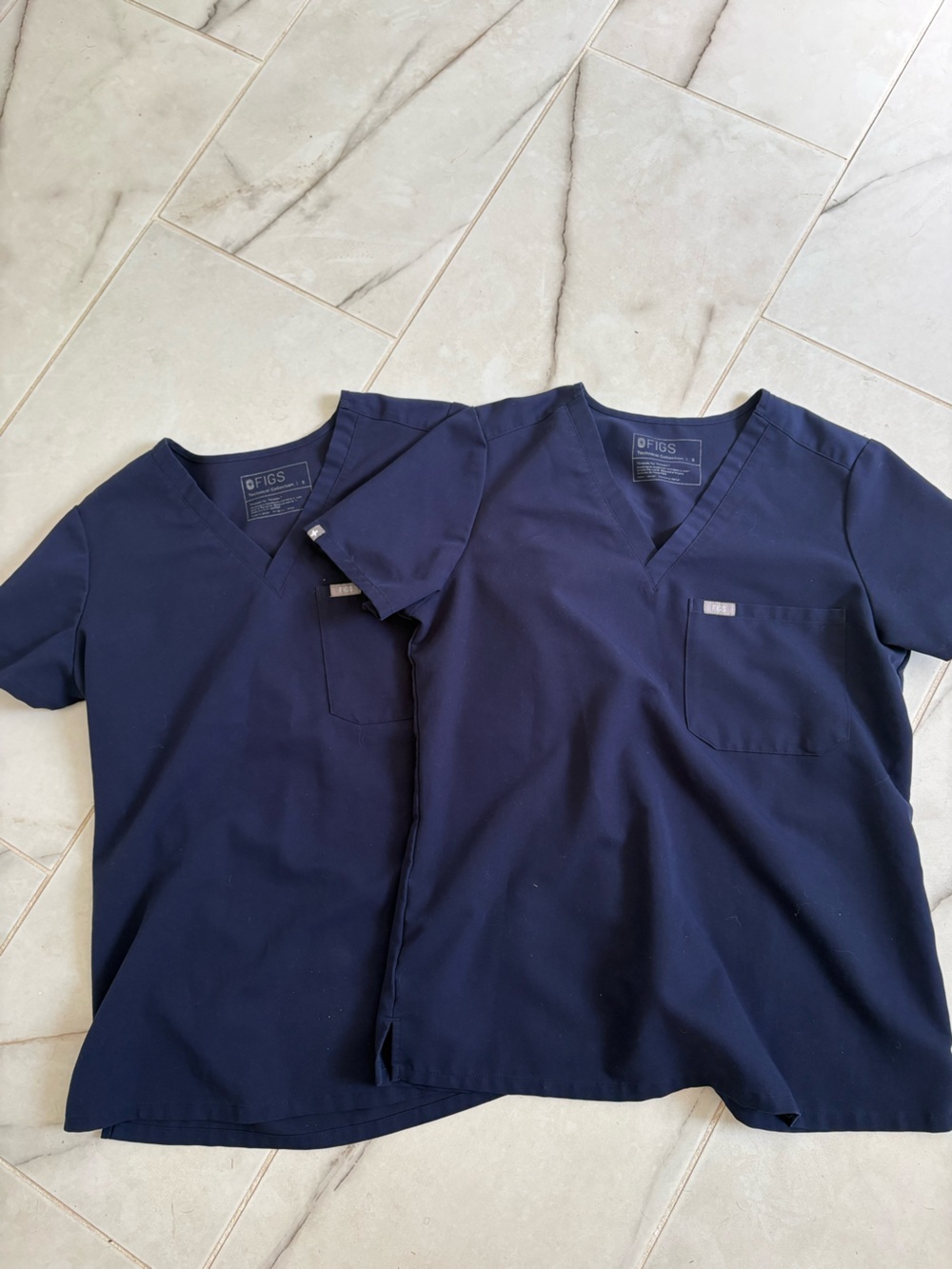 Figs Men's Navy V-Neck Scrub Top Pair